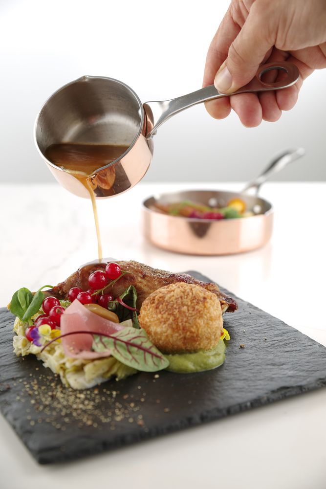 Casseroles miniatures avec bec verseur, HENDI, 0,05L, ⌀50x(H)30mm