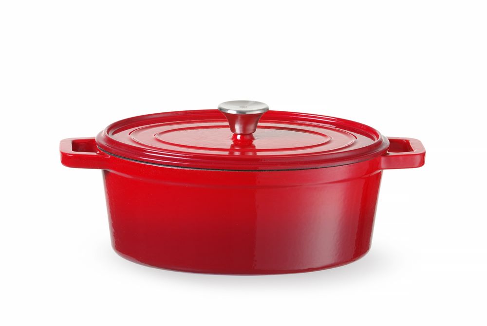 Cocotte en fonte émaillée, HENDI, 4,4L, Rouge, 365x290x(H)115mm