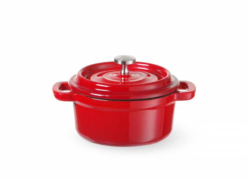Cocotte en fonte émaillée, HENDI, 4,4L, Rouge, 365x290x(H)115mm
