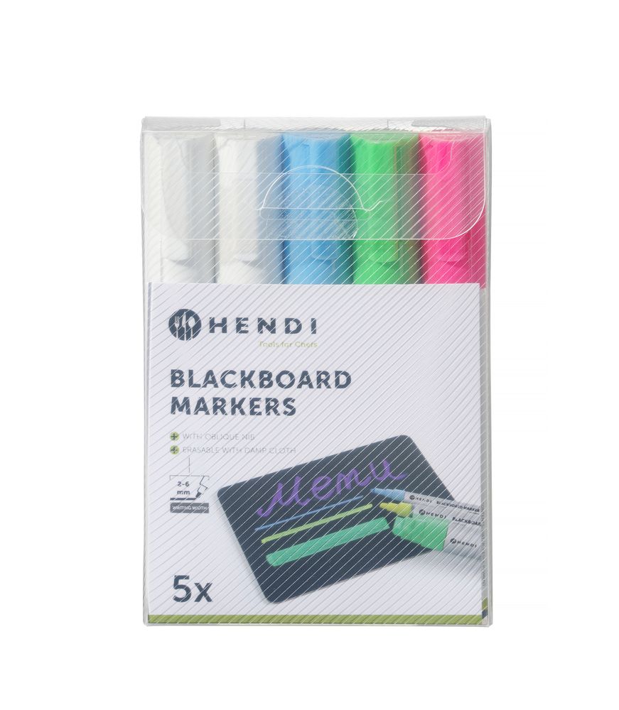 Whiteboard markers with narrow tip, HENDI, 1 pink, 1 green, 1 blue and 2 white markers