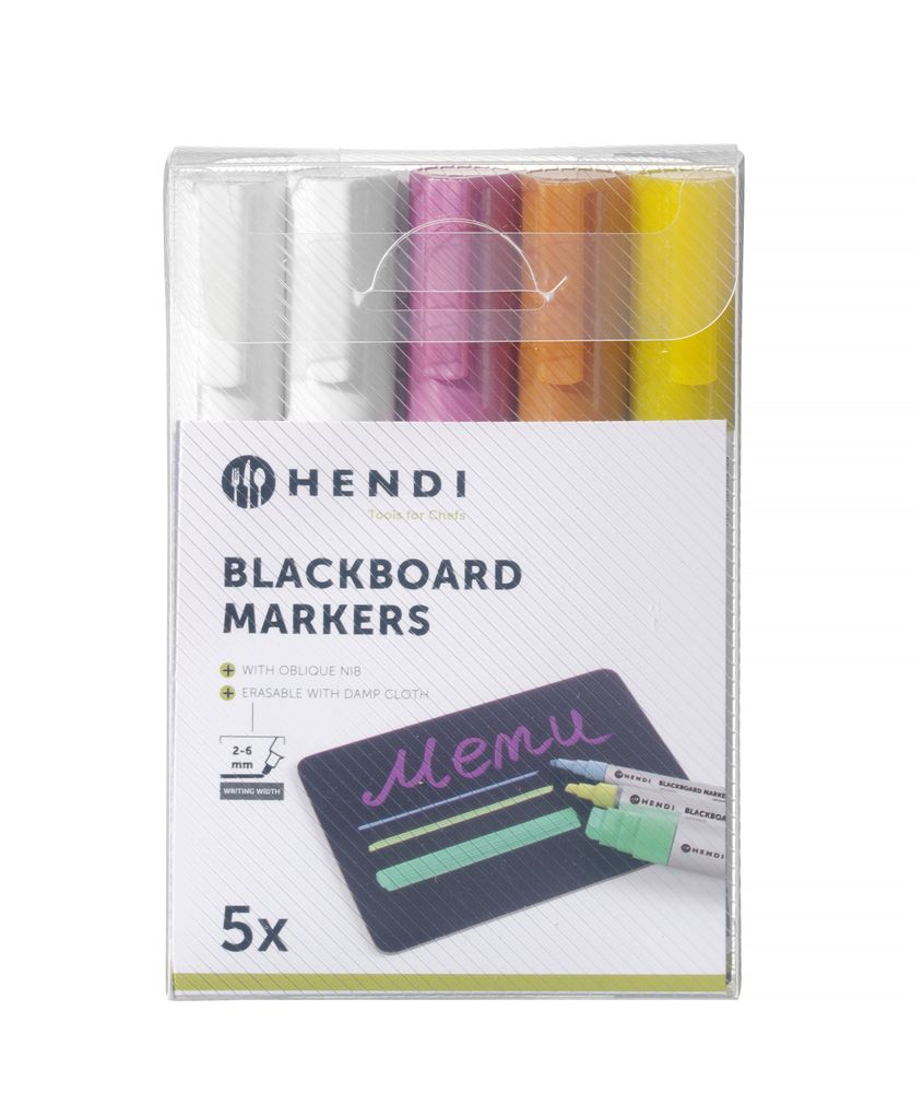 Whiteboard markers with narrow tip, HENDI, 2 white, 1 pink, 1 yellow and 1 bronze markers