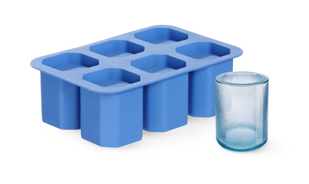 Moule à glaçons verre à shot, BarUp, Bleu, 125x190x(H)60mm