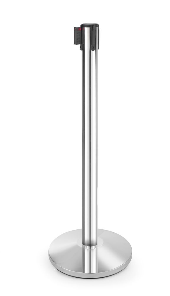 Барьерная стойка с лентой серебристого цвета, HENDI, Стойка + база, ø360x(H)1010mm