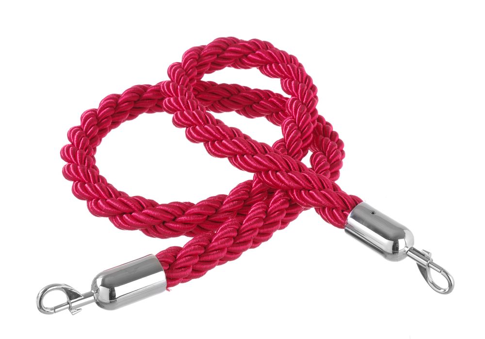 Barrier ropes, HENDI, red with polished hook, (L)1500mm