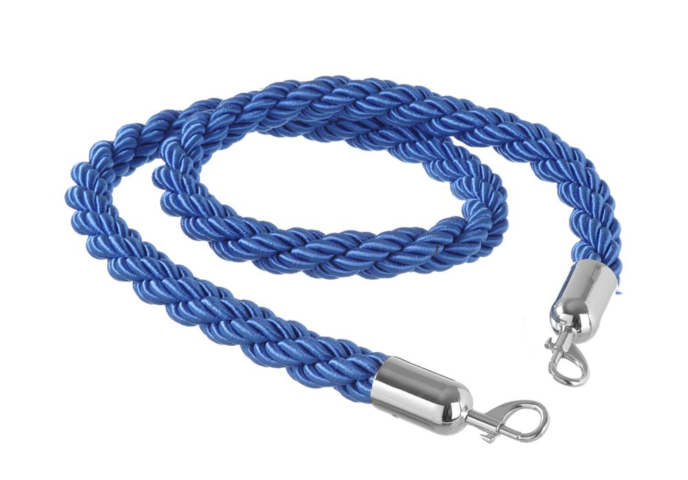 Barrier ropes, HENDI, blue with polished hook, (L)1500mm