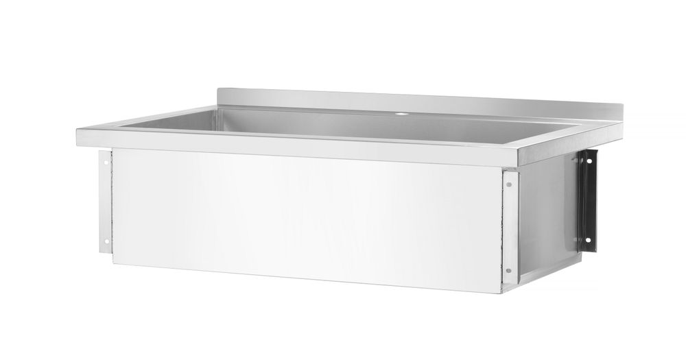 Tafel met enkele wasbak, zonder spatrand - geschroefd, diepte 600 mm