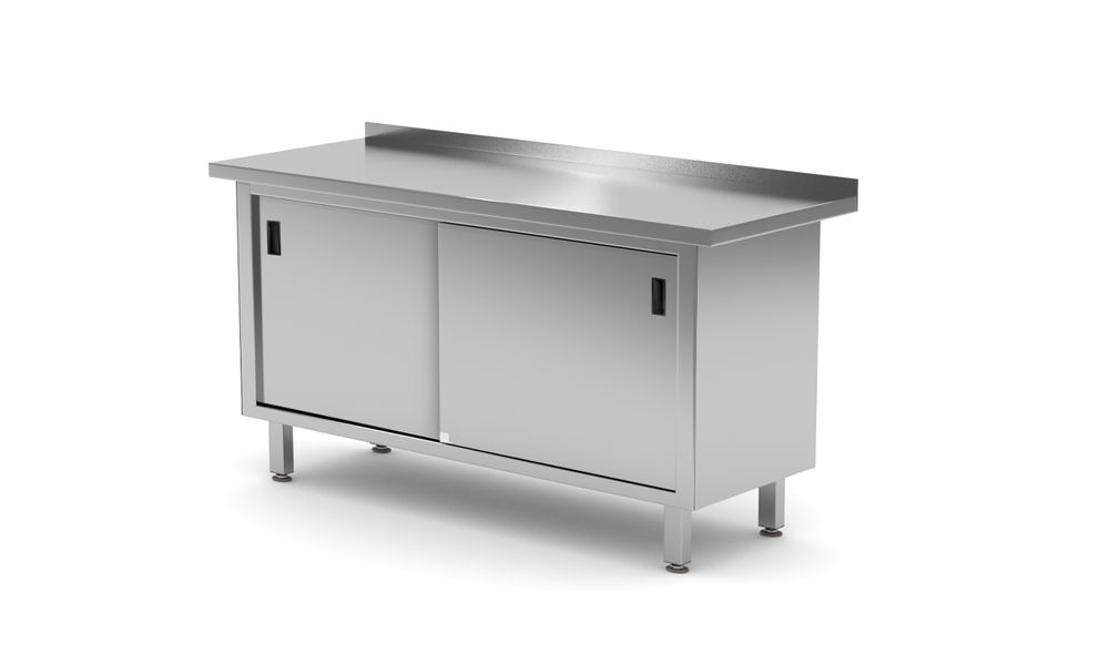 Wall work table cabinet with sliding doors - welded, HENDI, Profi Line, 1600x600x(H)850mm