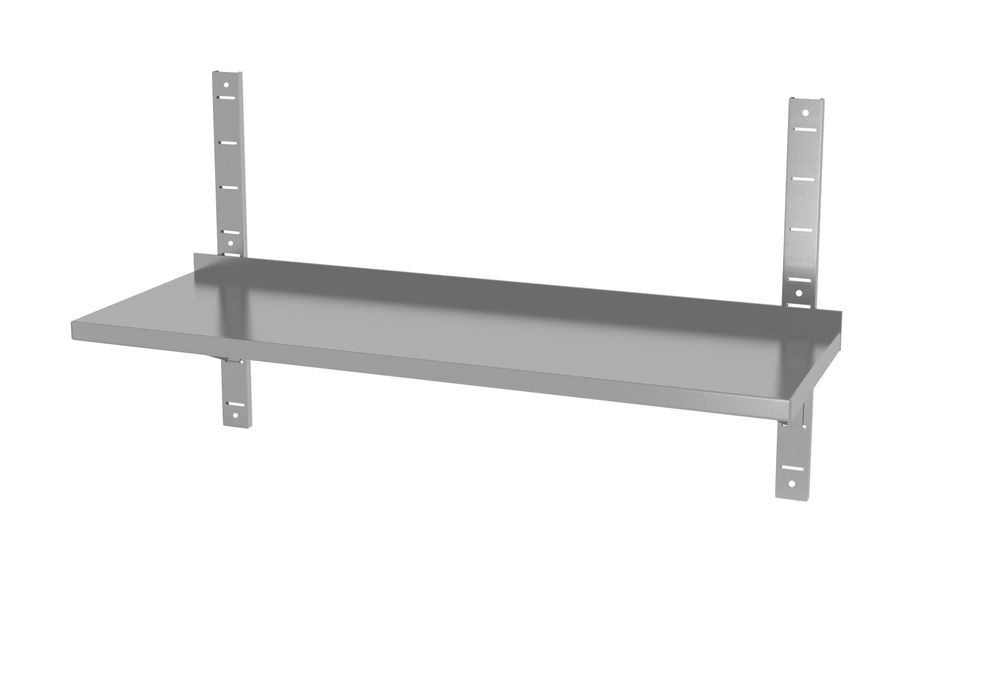Single adjustable wall shelf, with 2 steel brackets, HENDI, 1400x300x(H)600mm