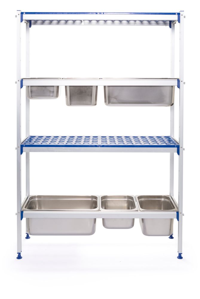 Aluminium storage rack for GN containers, HENDI, 1120x355x(H)1685mm