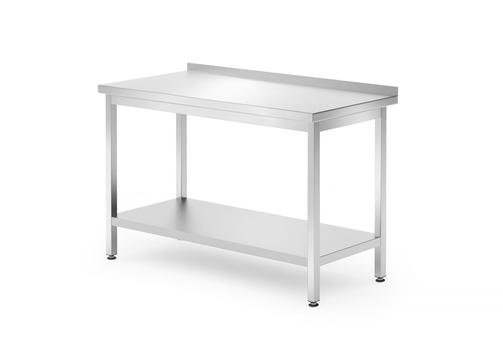 Nástěnný stůl s policí - přišroubovaný, hloubka 700 mm, HENDI, Kitchen Line, 1200x700x(H)850mm