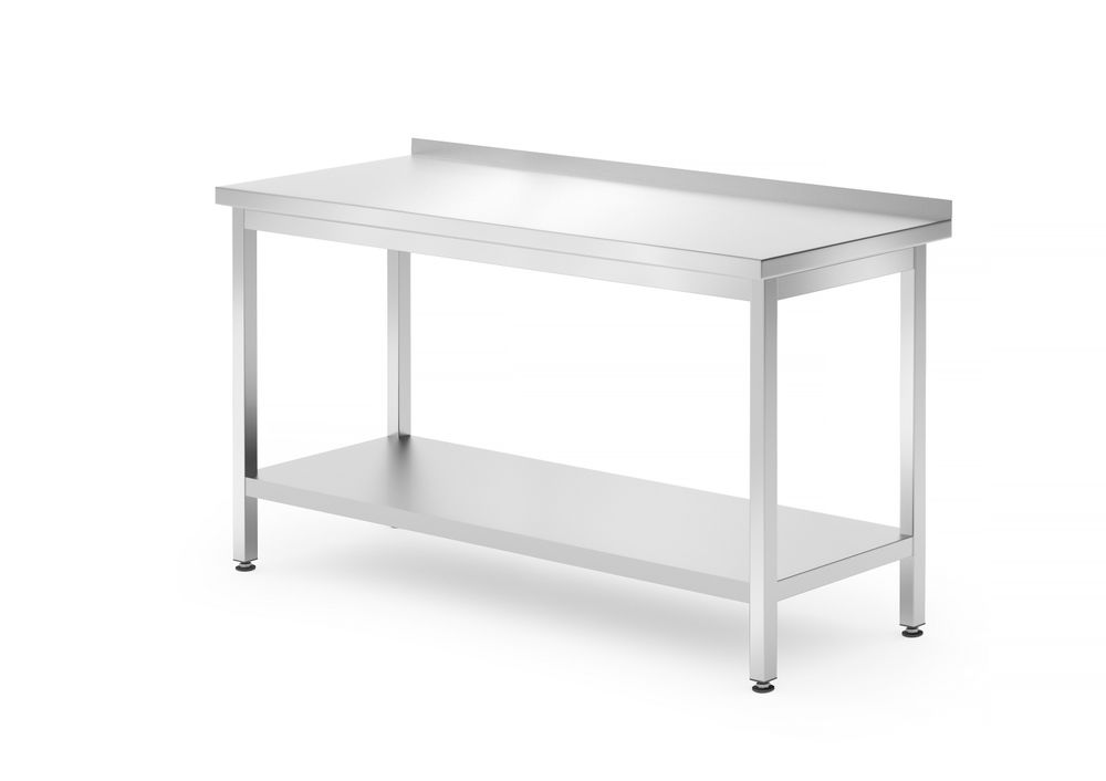 Nástěnný stůl s policí - přišroubovaný, hloubka 700 mm, HENDI, Kitchen Line, 1400x700x(H)850mm