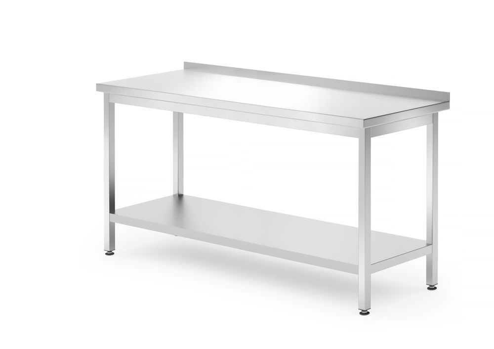 Nástěnný stůl s policí - přišroubovaný, hloubka 700 mm, HENDI, Kitchen Line, 1600x700x(H)850mm