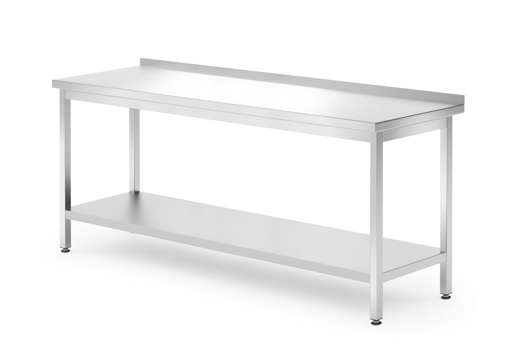 Nástěnný stůl s policí - přišroubovaný, hloubka 700 mm, HENDI, Kitchen Line, 1800x700x(H)850mm