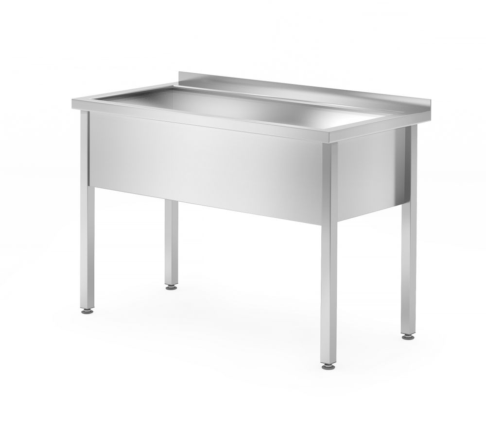Stůl s umyvadlem - svařovaný, jednokomorový, hloubka 600 mm, výška komory 400 mm, HENDI, Profi Line, 1000x600x(H)850mm