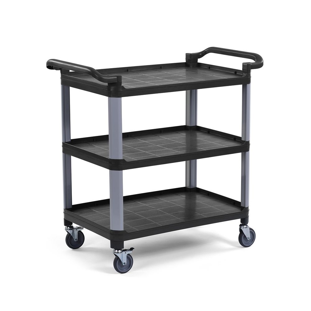 3-shelf service trolley polypropylene, HENDI, Black, 960x520x(H)970mm