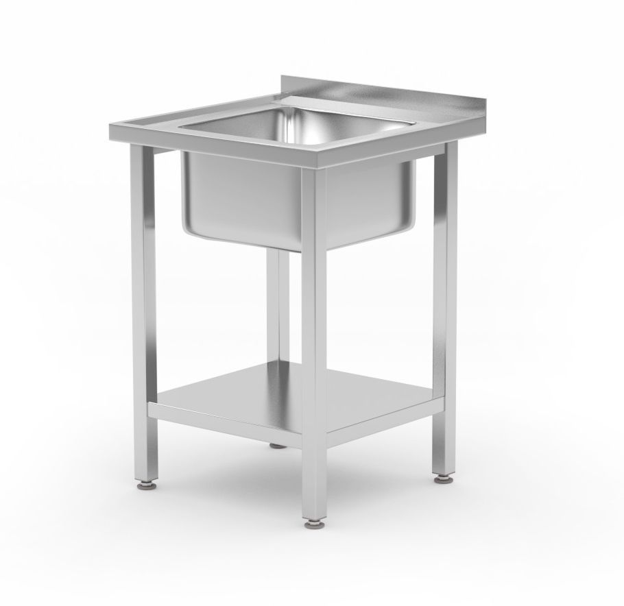 Budget Line table with 1 sink bowl and a shelf 600x600x(H)850mm