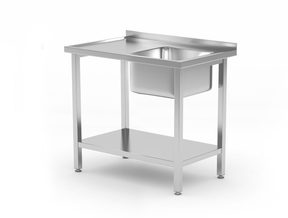 Budget Line table with 1 sink bowl and a shelf 800x600x(H)850mm