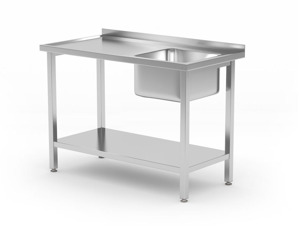 Budget Line table with 1 sink bowl and a shelf 1000x600x(H)850mm