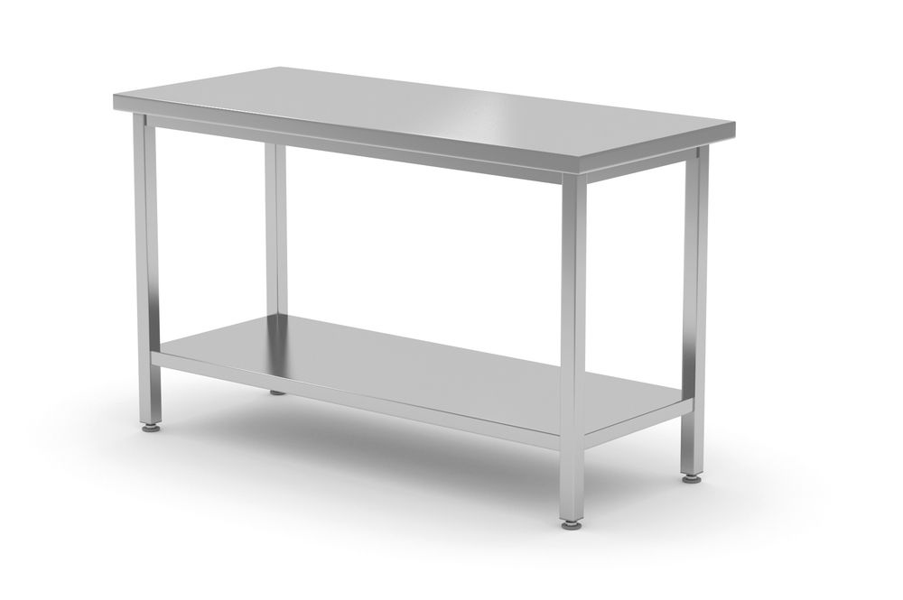 Pracovní stůl středový s policí Budget Line - montovaný, hloubka 600 mm, HENDI, Budget Line, 1000x600x(H)850mm