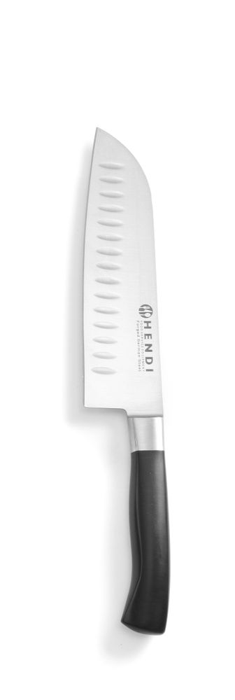 Santoku knife, HENDI, Profi Line, Granton indentations, Black, (L)310mm