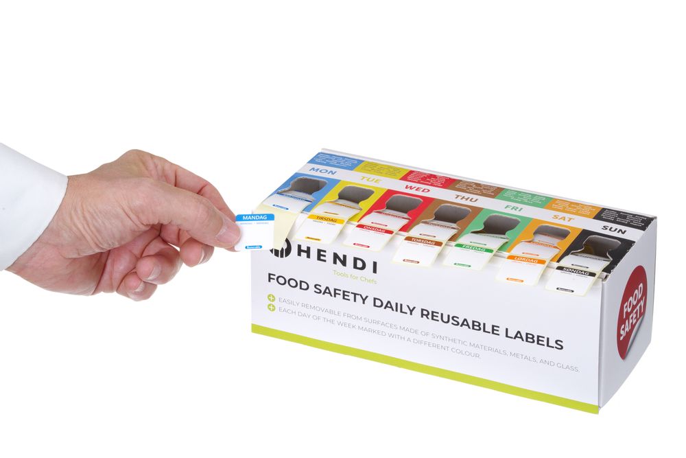 Set voedselveiligheidsstickers, multifunctioneel, eenvoudig verwijderbaar, met een dispenser