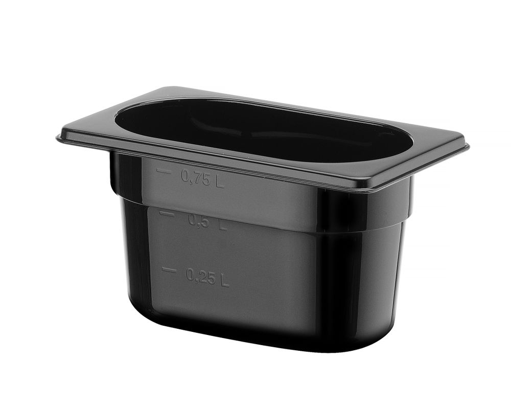 Bac gastronorme 1/9, HENDI, GN 1/9, 1L, Noir, 176x108x(H)100mm