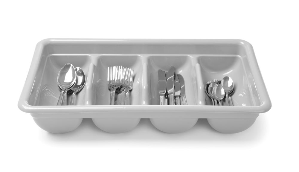Cutlery container, HENDI, Light grey, 520x290x(H)95mm