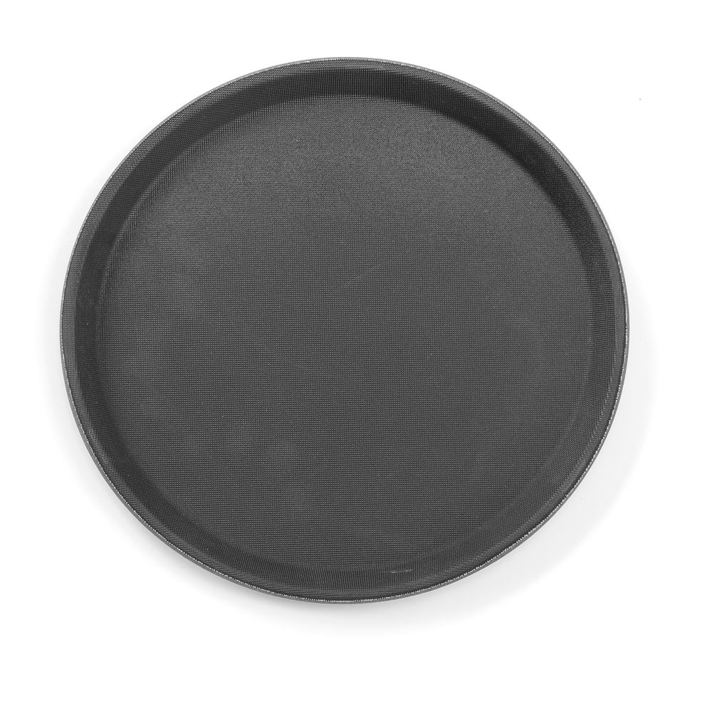 Tác servírovací z polypropylenu, protiskluzový, kulatý, černý, HENDI, ø410x(H)20mm