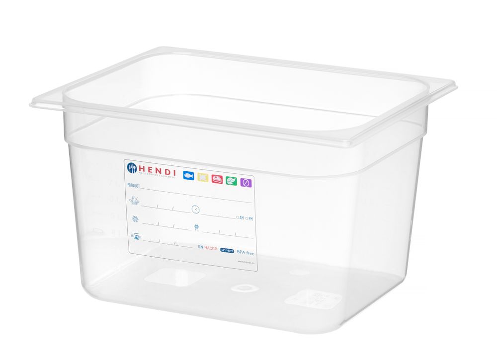 Bac Gastronorme 1/2, HENDI, GN 1/2, 6,5L, Transparent, 325x265x(H)100mm