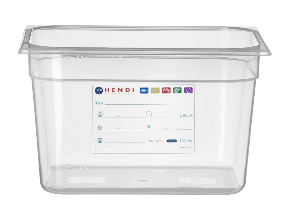 Bac Gastronorme 1/2, HENDI, GN 1/2, 9,5L, Transparent, 325x265x(H)150mm