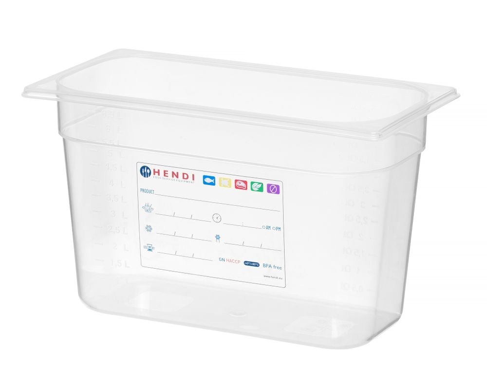 Bac Gastronorme 1/3, HENDI, GN 1/3, 5,7L, Transparent, 325x176x(H)150mm