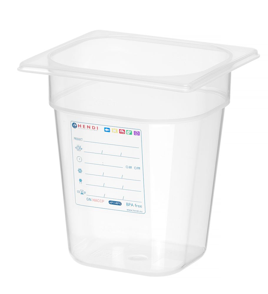 Bac Gastronorme 1/6, HENDI, GN 1/6, 2,4L, Transparent, 176x162x(H)150mm