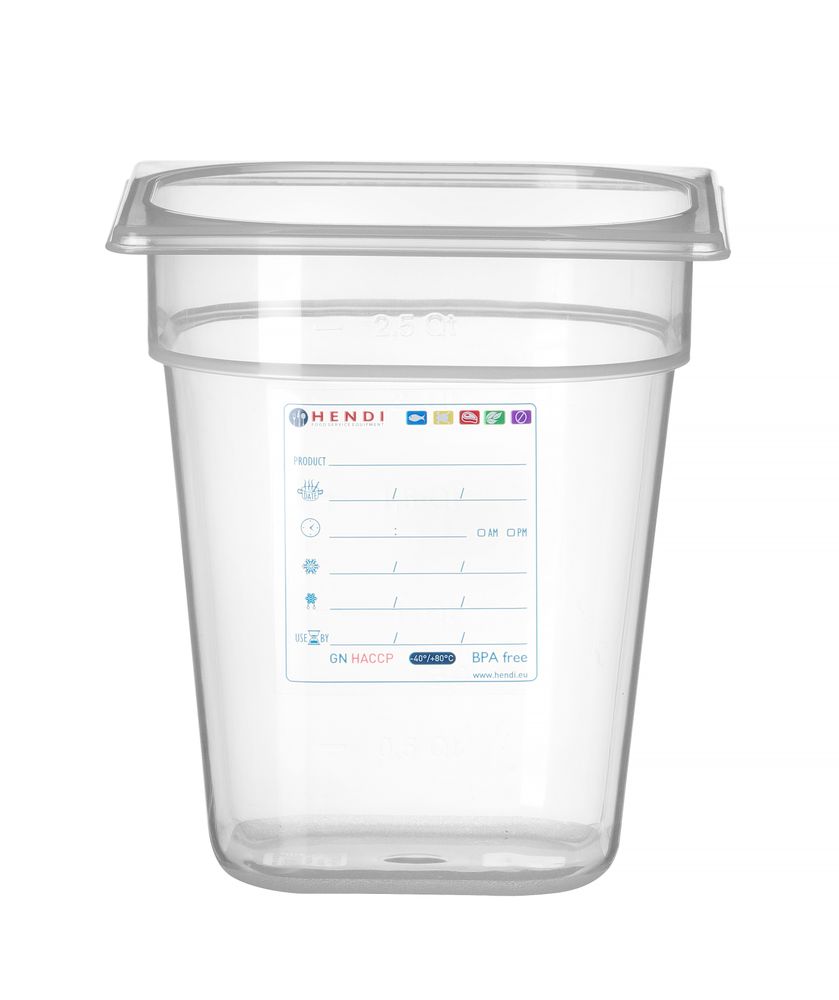 Bac Gastronorme 1/6, HENDI, GN 1/6, 3,4L, Transparent, 176x162x(H)200mm