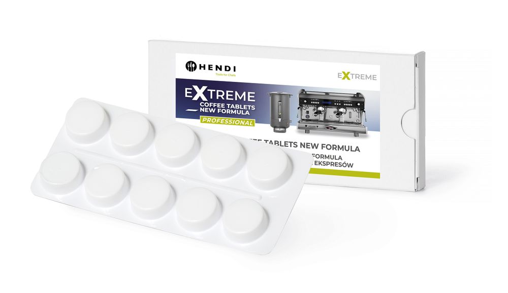 Extreme Coffee Tablets NEW FORMULA, professional coffee machine cleaning agent, HENDI, 10 tablets per blister pack