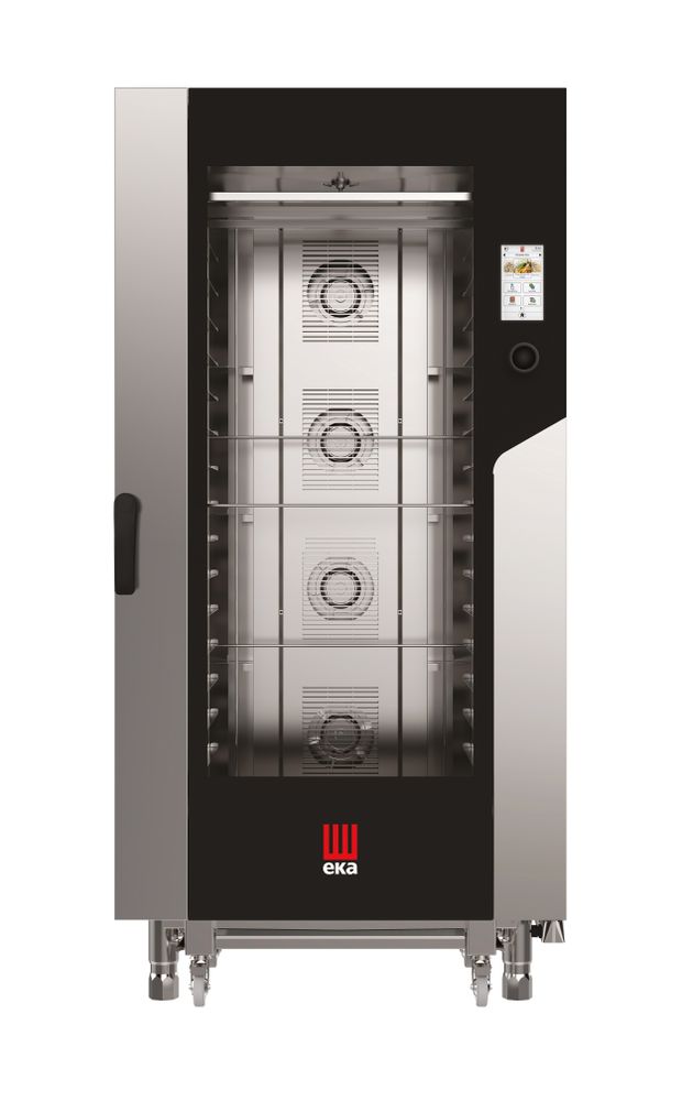 Konvektsioon-auruahi Millennial Touch Screen Bakery automaatse pesemissüsteemiga, 16 × 600× 400 mm – elektroonilise juhtimisega, elektriline, Tecnoeka, 400V/31000W, 930x1035x(H)1900mm