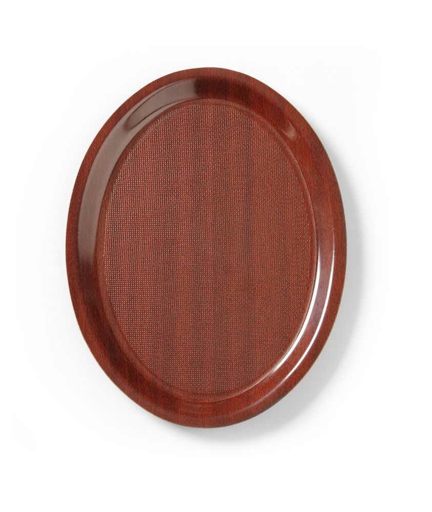 Mykonos – mahogany serving tray, oval, non-slip surface., Cambro, oval, Mahogany, 210x290mm
